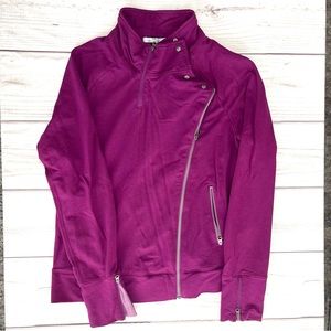 Athleta Moto Jacket cross zip XL maroon